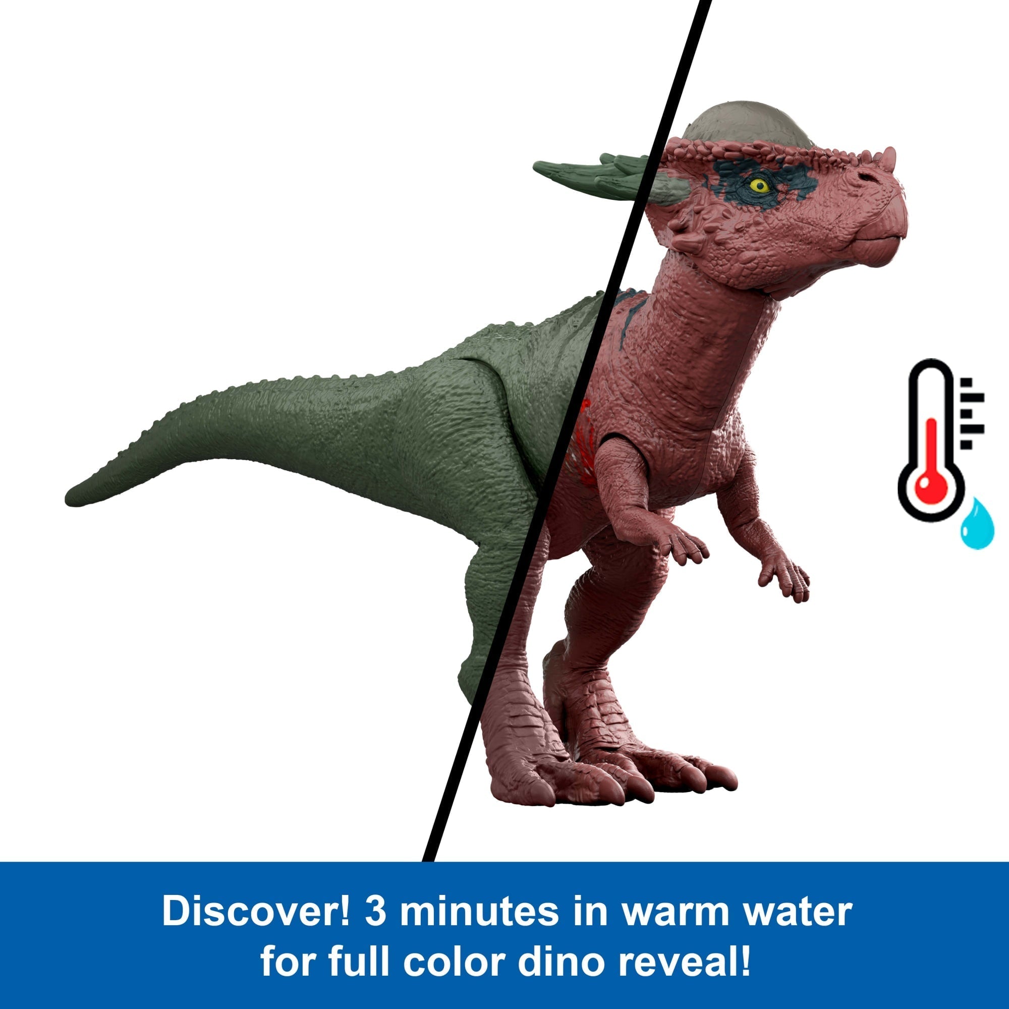 Jurassic World Dino Reveal 2 Dinosaur Toys in Battle Arena, Warm Water Changes Decoration