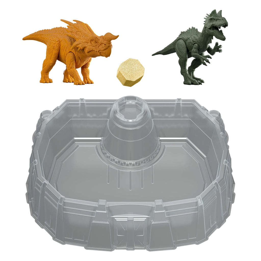 Jurassic World Dino Reveal 2 Dinosaur Toys in Battle Arena, Warm Water Changes Decoration