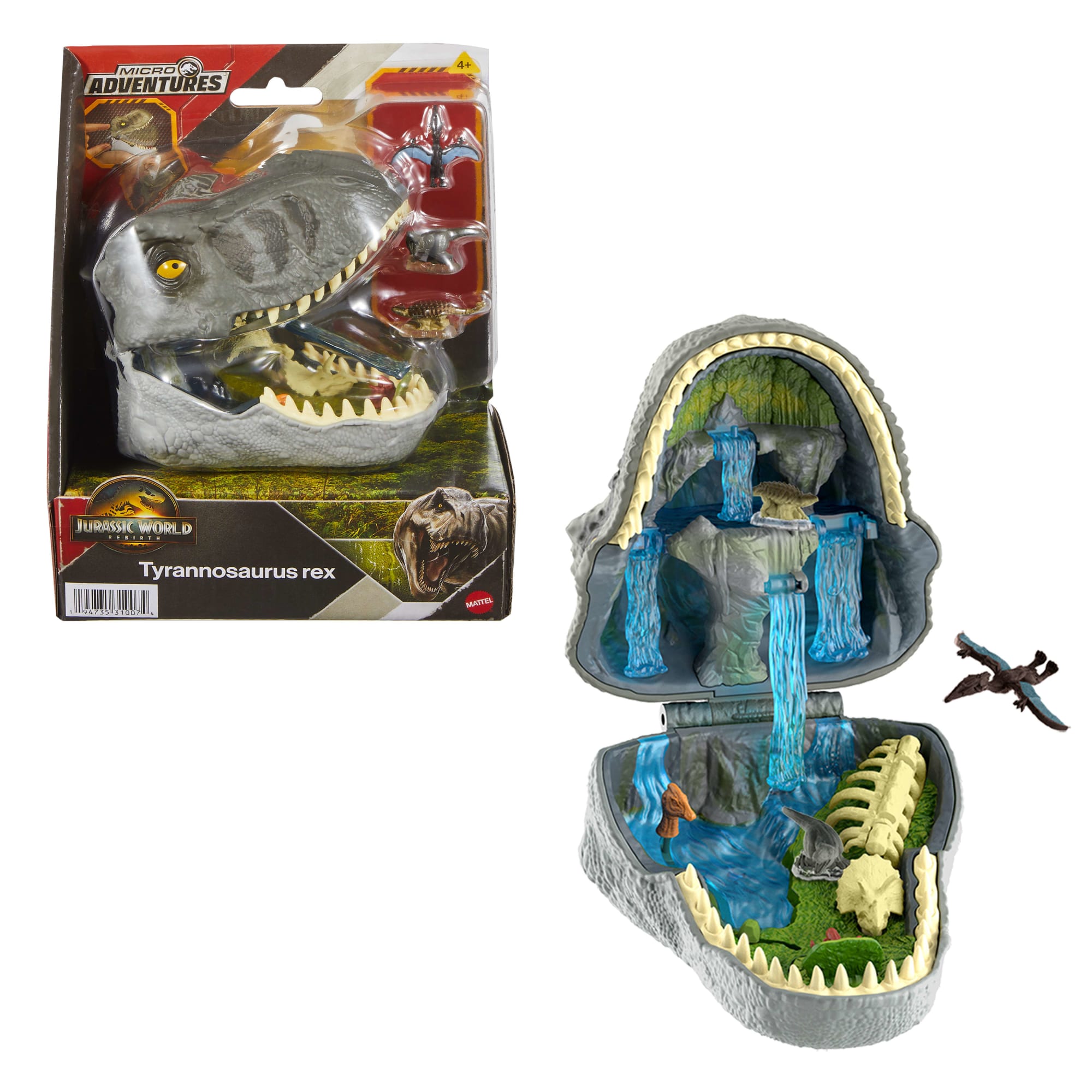 Jurassic World Rebirth Micro Adventure Playset Tyrannosaurus Rex Head, Interactive Features & Figures