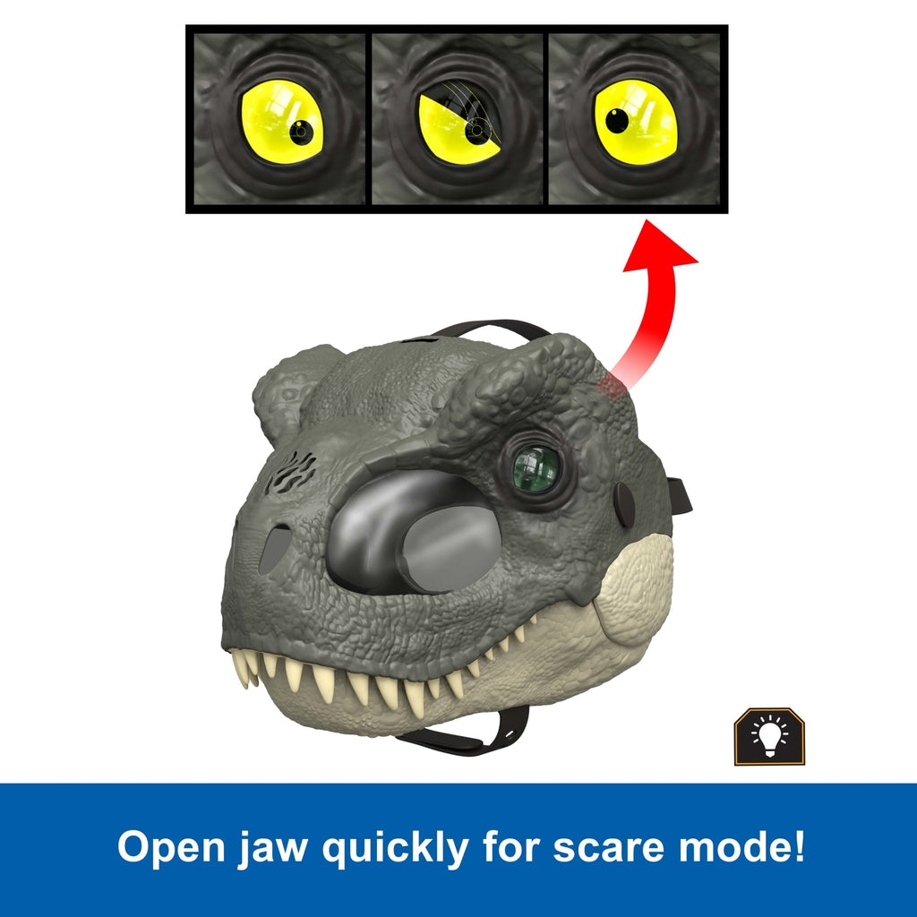 Jurassic World Rebirth T-Rex Rage N Roar Mask With Led Light Up Eyes Feature, 3 Level Effects