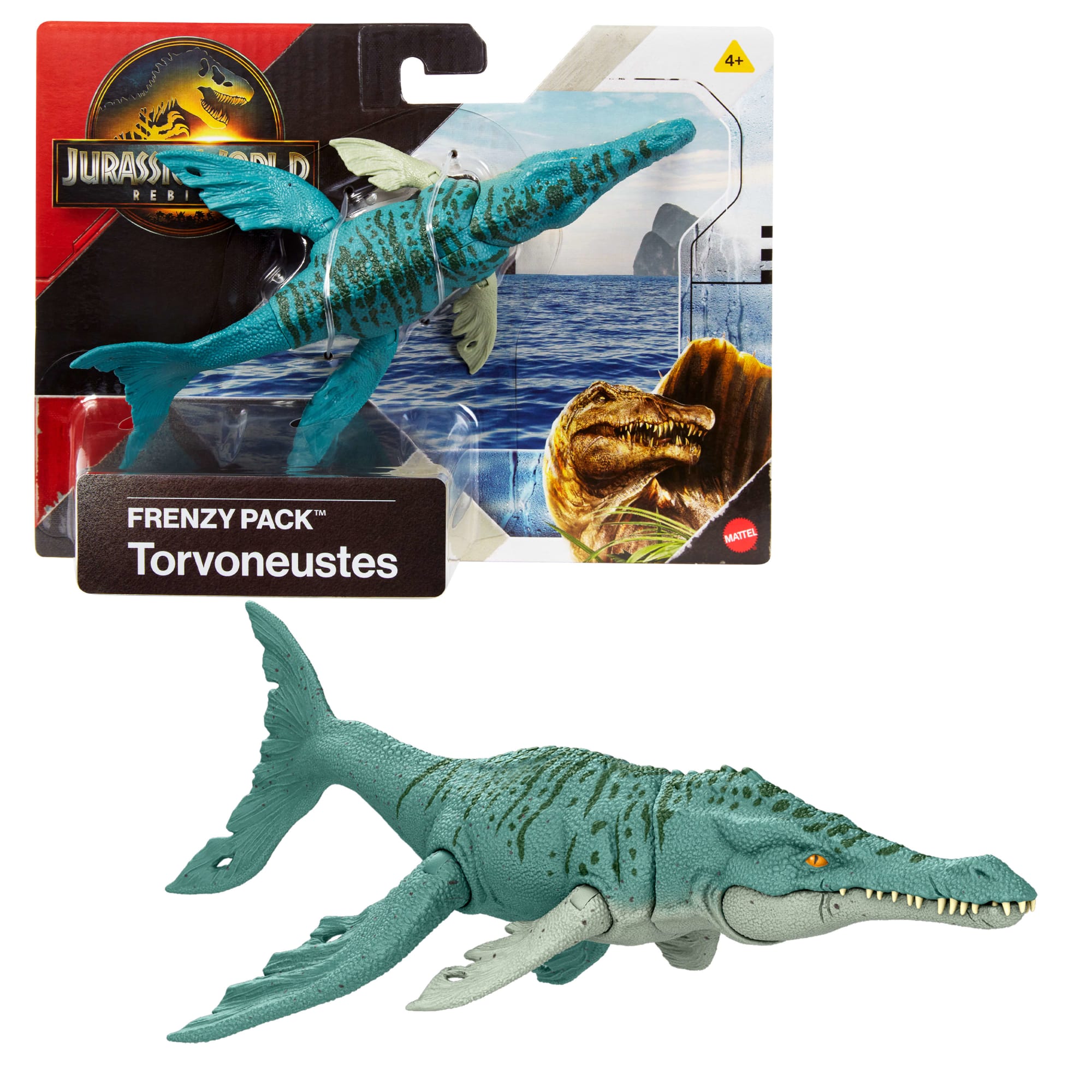 Jurassic World Rebirth Frenzy Pack Torvoneustes Dinosaur Figure, Authentic Toy, Digital Play
