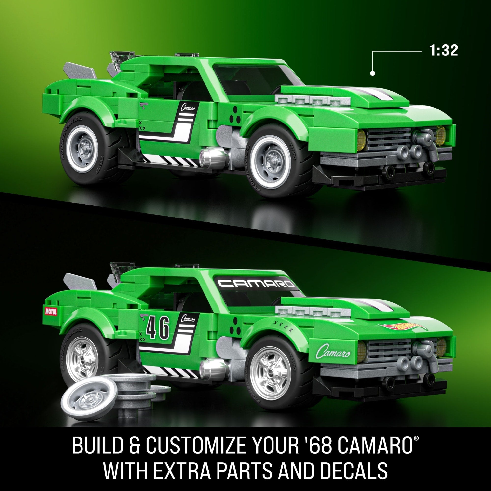 Mattel Brick Shop Hot Wheels Custom ’68 Camaro Building Toy Kit (289 Pieces), For Collectors