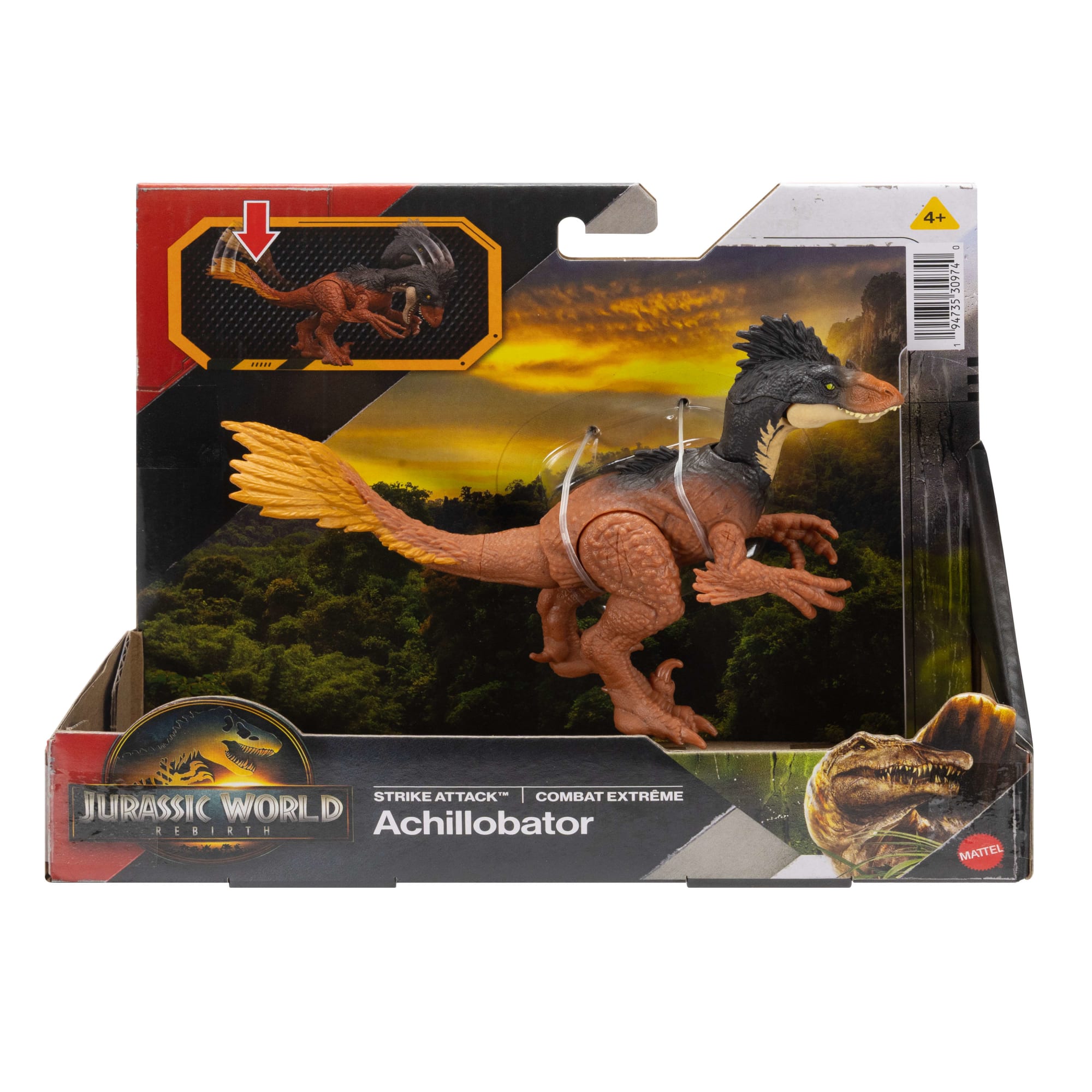 Jurassic World Rebirth Strike Attack Achillobator Dinosaur Toy, Single Strike Action, Authentic & Posable