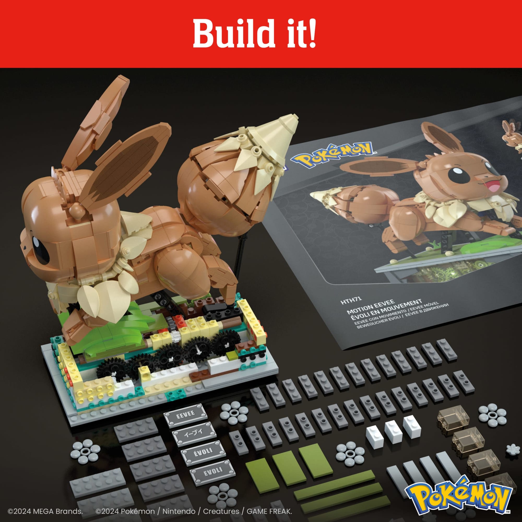 MEGA Pokémon Motion Eevee Building Toy Kit (1366 Pieces) For Collectors