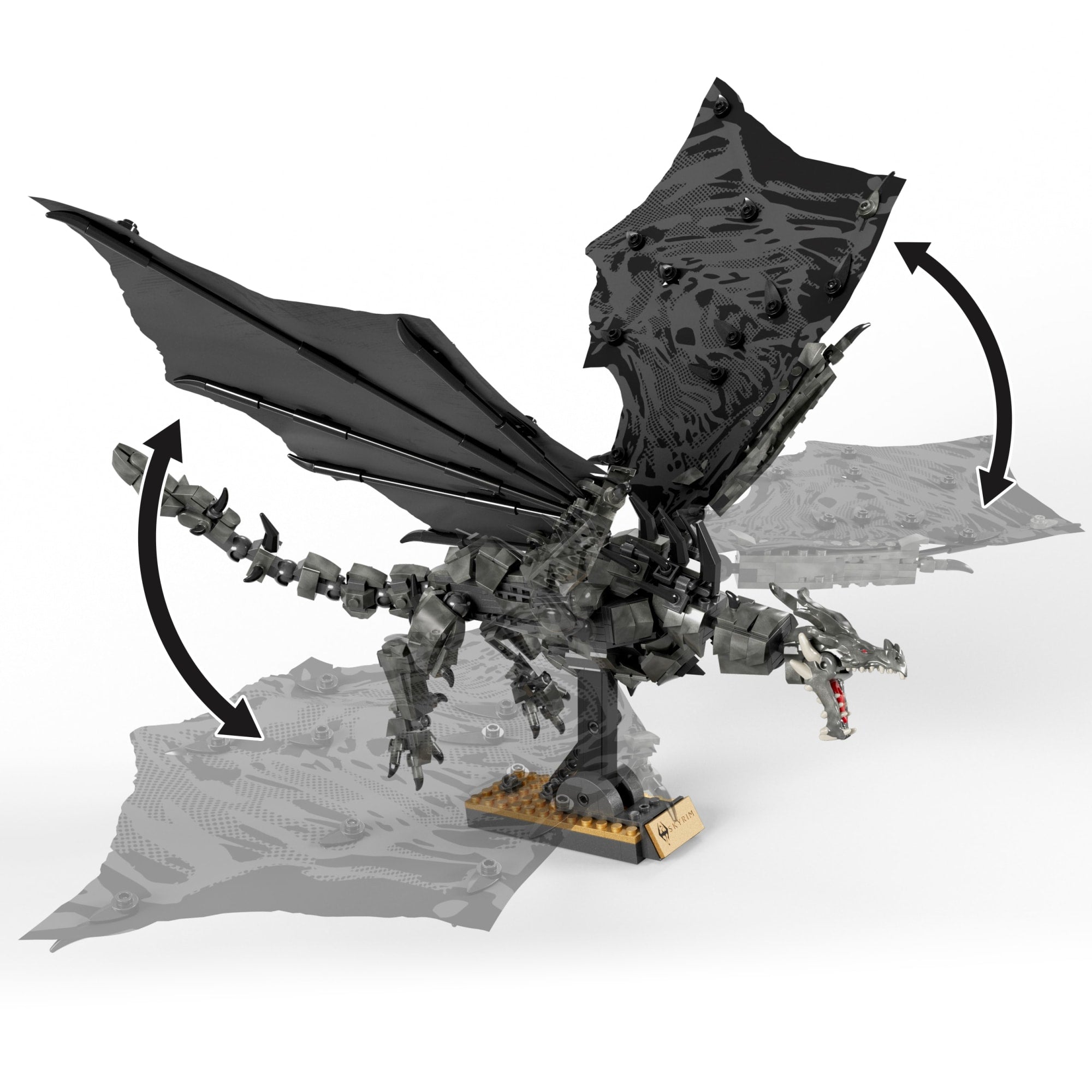 MEGA Skyrim Alduin The World Waster Building Kit With Action Figure (619 Pieces) For Collectors