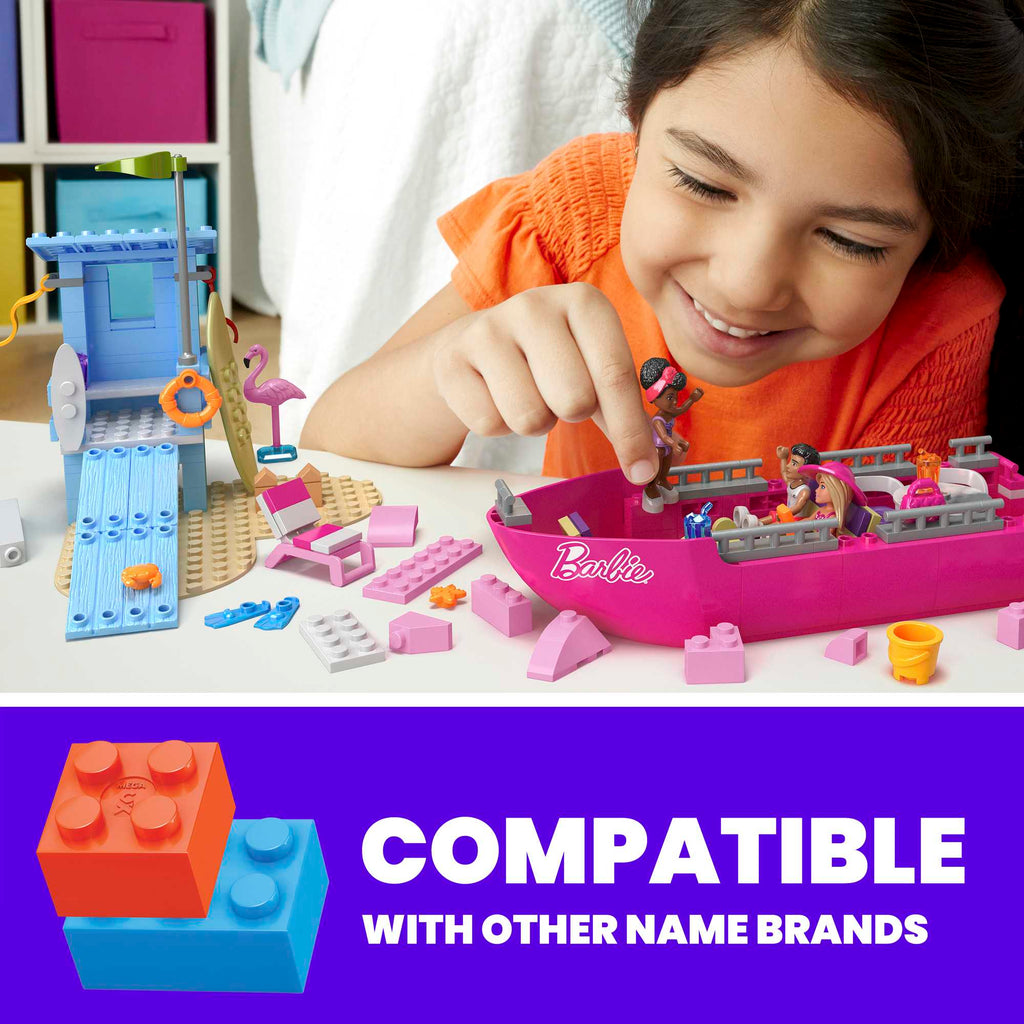 MEGA Barbie Malibu Dream Boat Building Kit Playset With 3 Micro-Dolls (317 Pieces)