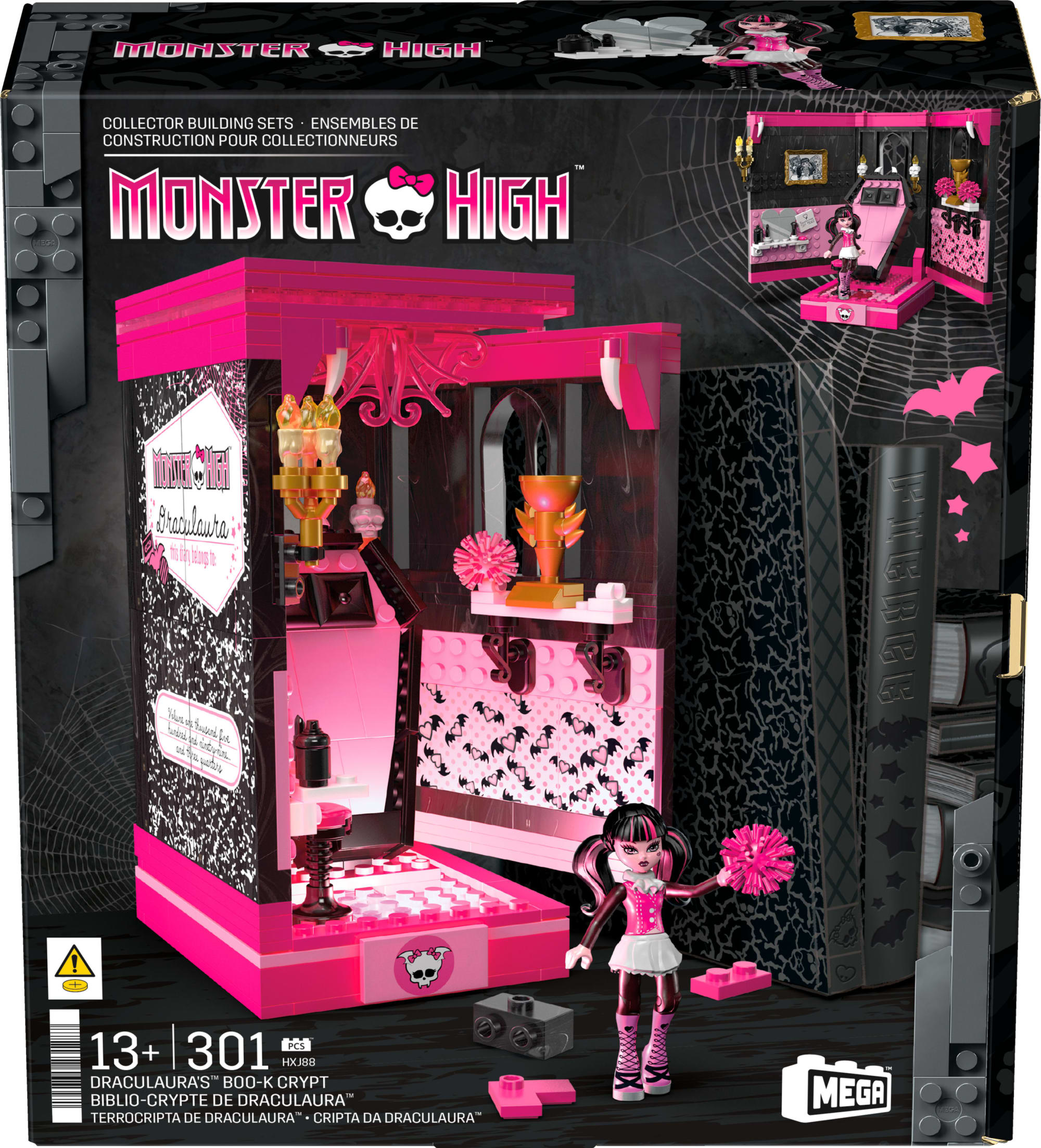 MEGA Monster High Draculaura's Boo-K Crypt Building Toy Kits (301 Pieces) For Collectors