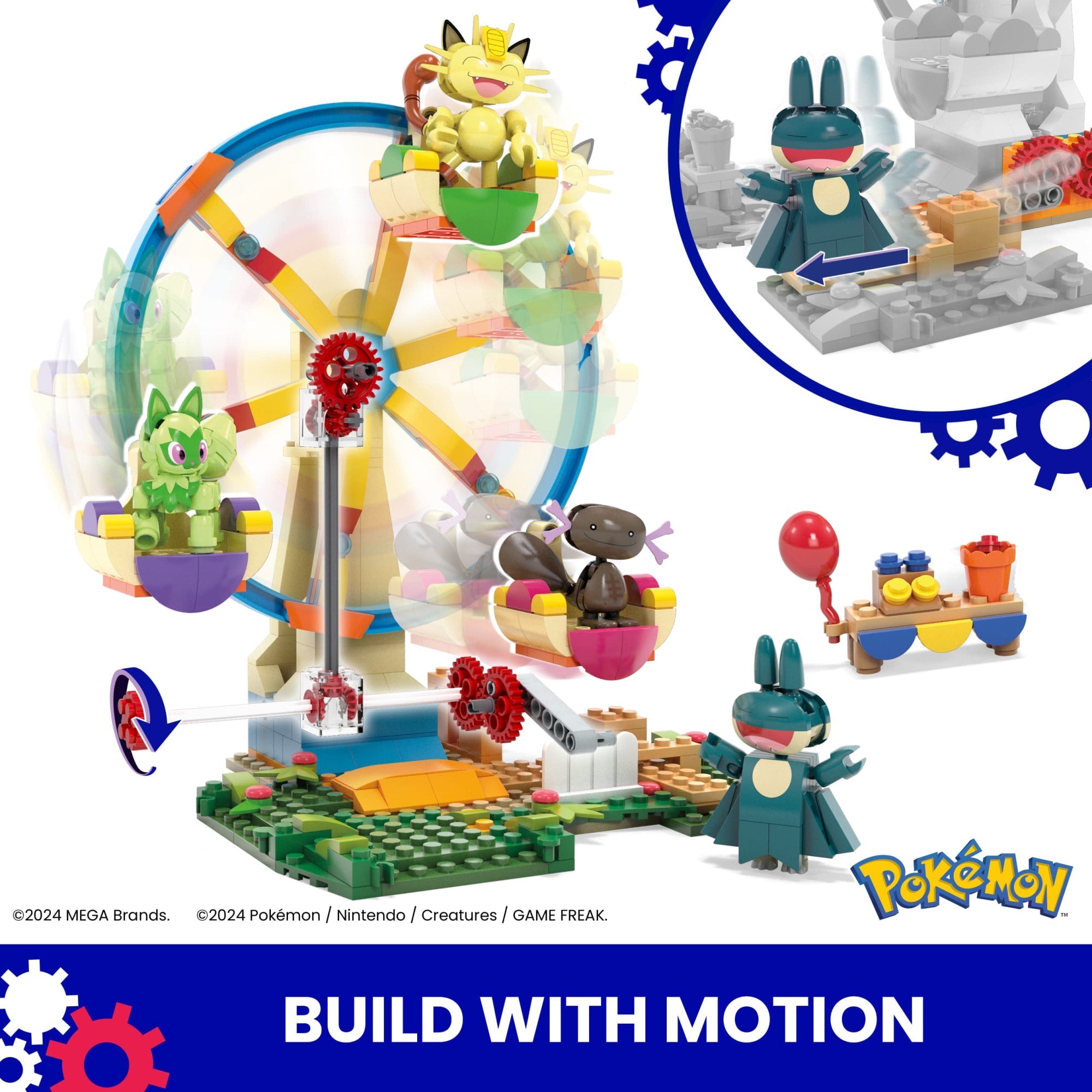 MEGA Pokémon Ferris Wheel Fun Building Toy Kit, With 4 Action Figures (393 Pieces) For Kids