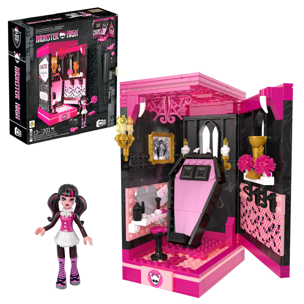 MEGA Monster High Draculaura's Boo-K Crypt Building Toy Kits (301 Pieces) For Collectors